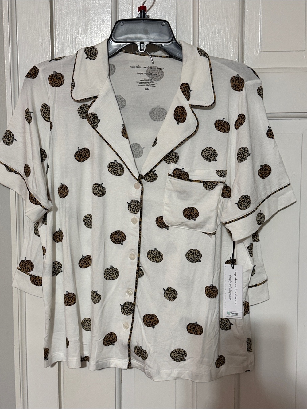 Cupcakes and cashmere leopard print pumpkin pajama shorts set
